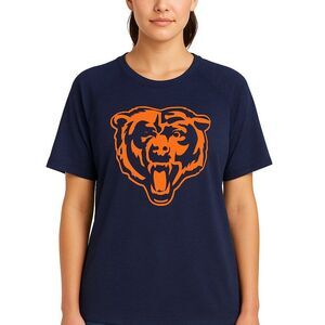 Chicago Bears NFL T Shirt Unisex Navy Orange Logo LIKE NEW Worn by Woman size M